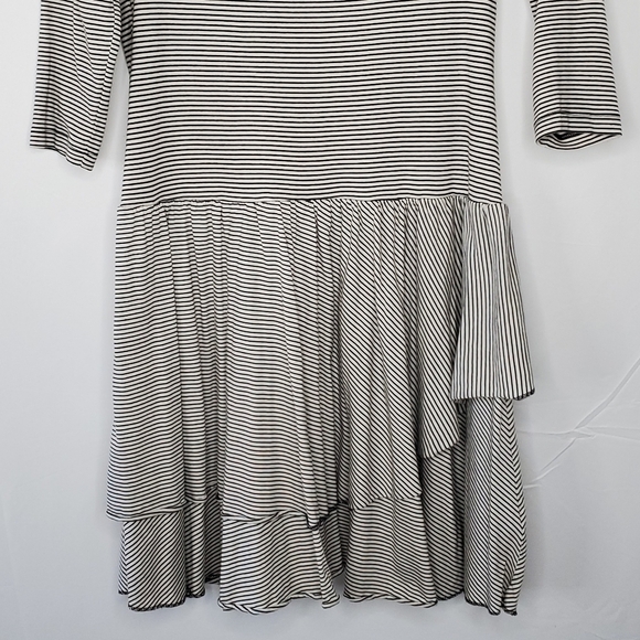 LRL Lauren Ralph Lauren Striped Tiered Dress Size L Stretch Cotton Preppy - Picture 3 of 10